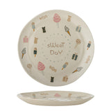 Bloomingville MINI Sweets Teller mit Süßigkeiten-Motiven, Steingut, Kinderteller, dänisches Design