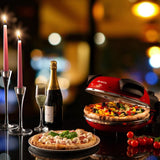 Ariete 4-Minuten-Pizzaofen, Rot, Pizzamaker mit Pizzastein 32 cm, 400°C, 1200W