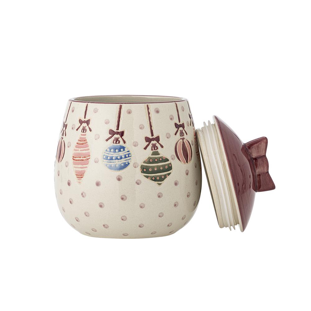 Bloomingville Ornamentia Gefäß mit Deckel Bunt Steingut Weihnachtsdose 890 ml