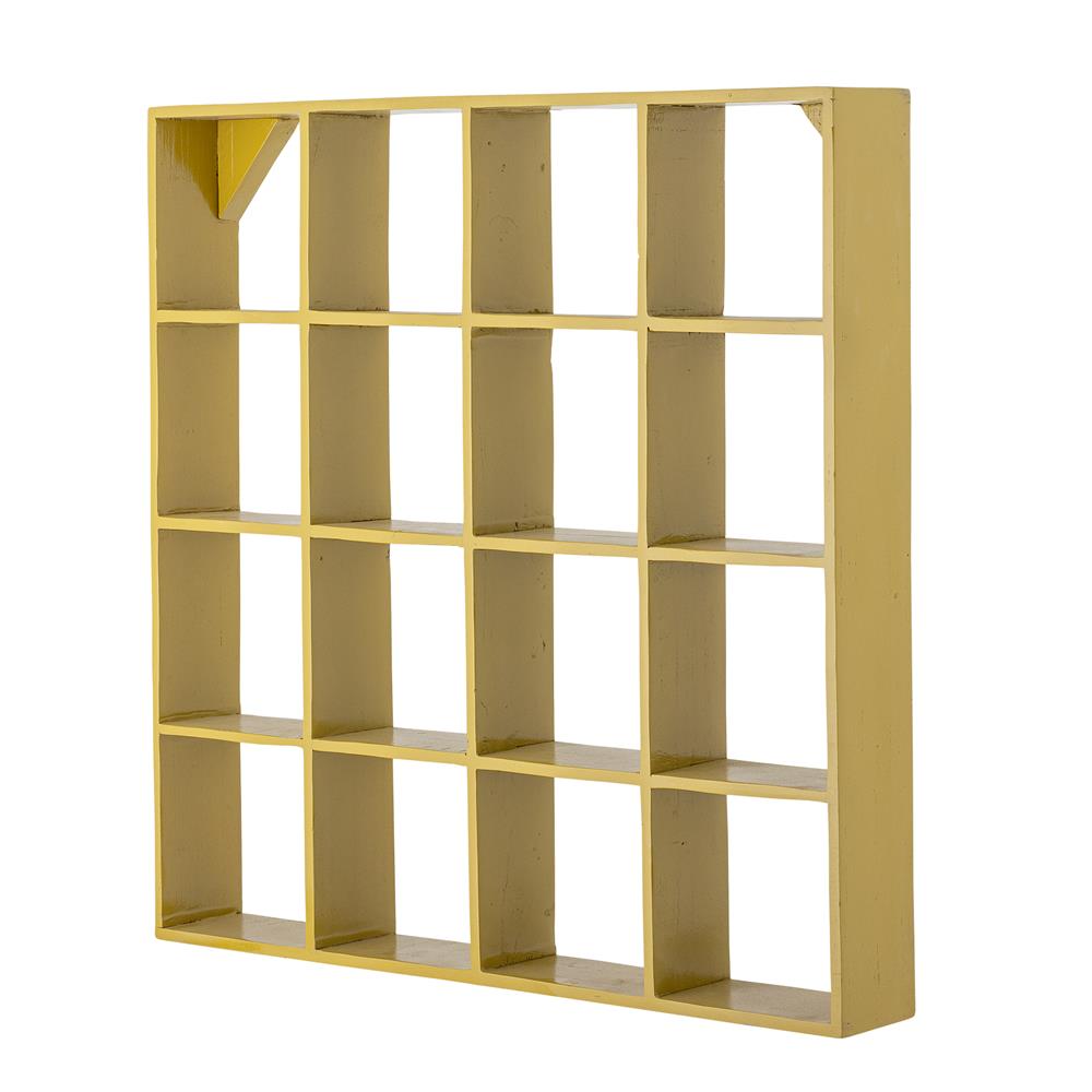 Bloomingville Bekka Regal aus recyceltem Holz in Gelb, dekoratives Wandregal für Küche & Wohnzimmer