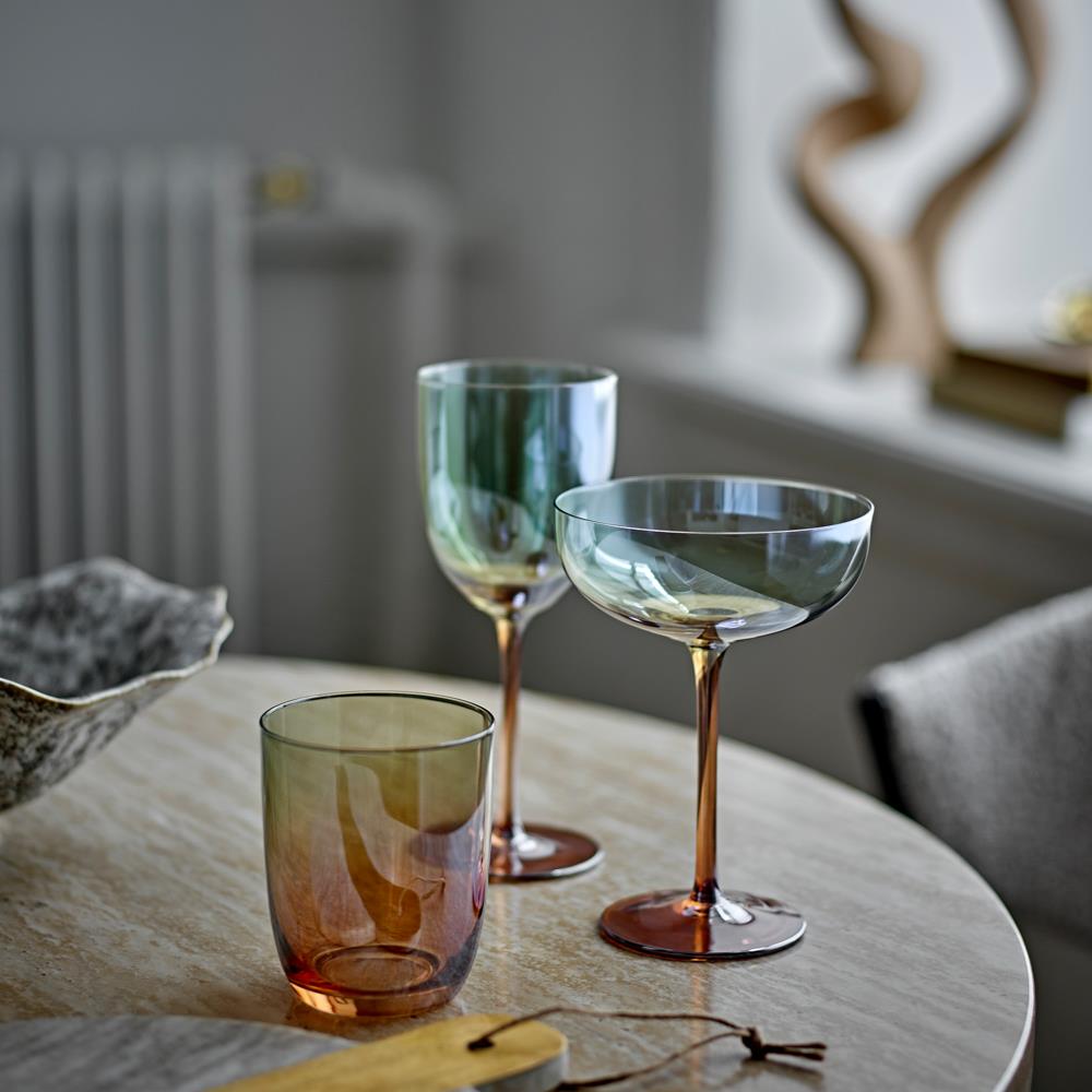 Bloomingville Aston Trinkglas Bronze Glas 375ml 4er Set