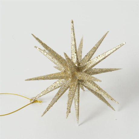 BOLTZE Dekoanhänger Tove Stern, Gold, 15 cm, 2er Set – Weihnachtsdeko aus Kunststoff