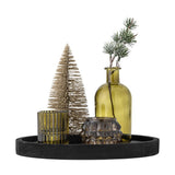 Bloomingville Sanga Tablett mit Teelichthaltern Grün Glas 6er Set Weihnachtsdeko