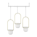 Umbra Triflora Vase Hängeblumentopf Wandvase Blumenampel für Wand und Decke 3er-Set Weiß/Messing