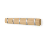 Umbra Flip Wandgarderobe, Garderobenleiste in Natur, mit 5 beweglichen Haken in Silber