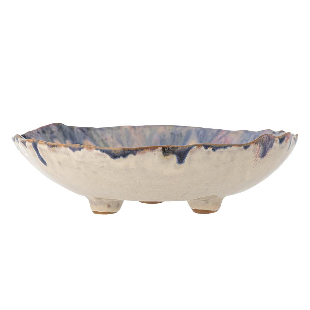 Bloomingville Amalia Schale, Blau, Steingut, 18,5 cm, spülmaschinengeeignet, handglasierte Optik