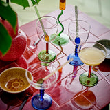 Bloomingville Martine Cocktailglas aus Glas in Bunt 230 ml – Color Block Glas für Tischdeko