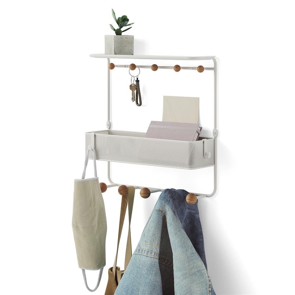 Umbra Estique Regal mit 10 Haken, Accessoire Organizer für den Eingang, in Weiß