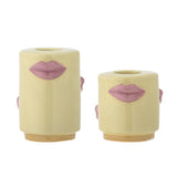 Bloomingville Sassy Kerzenhalter Gelb Steingut 2er Set – verspieltes Lippen-Set