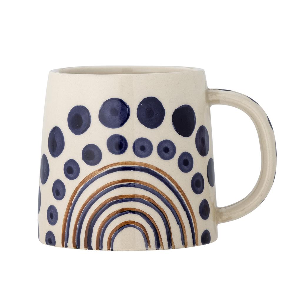 Bloomingville Shama Tasse, Orange, Steingut, 515 ml, mit handbemaltem Muster