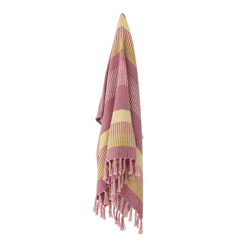 Bloomingville Isnel Decke 160x130 cm – Nachhaltige Baumwolle mit Streifenmuster & Fransen