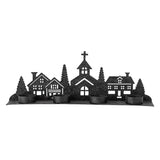 Bloomingville Cielo Teelichthalter, Schwarz, Eisen 35 cm Häuser-Silhouette