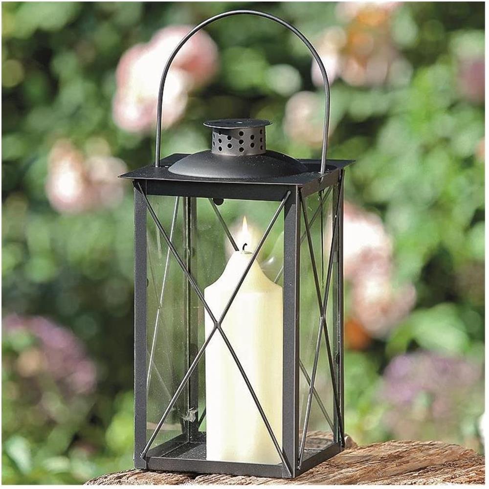 BOLTZE Laterne Farol 30cm Schwarz Metall Windlicht Kerzenhalter Landhaus-Design