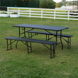 NILS CAMP Klappbank 180 cm Dunkelgrau für Garten Camping Events faltbare Sitzbank Outdoor