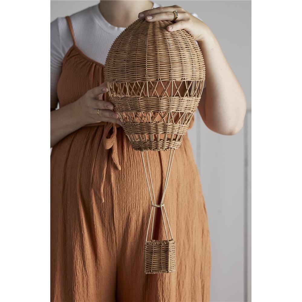Bloomingville MINI Huggi Deko Heißluftballon Braun Rattan 25x60cm