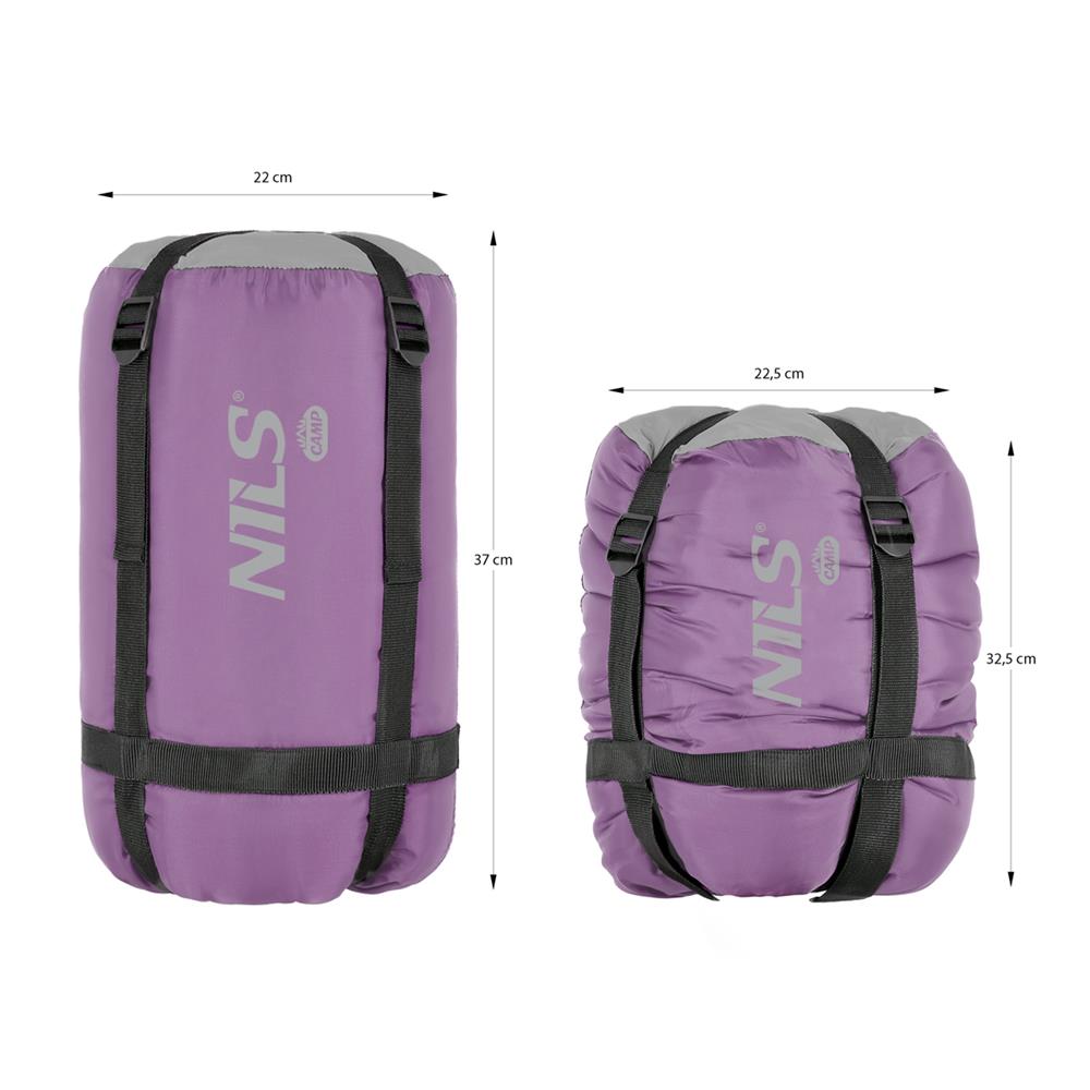 NILS CAMP Schlafsack Größe M Grau-Violett - Mumienschlafsack für Outdoor, Trekking & Camping