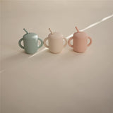 Mushie Silikon-Trinklernbecher mit Strohhalm, Blush, BPA-frei