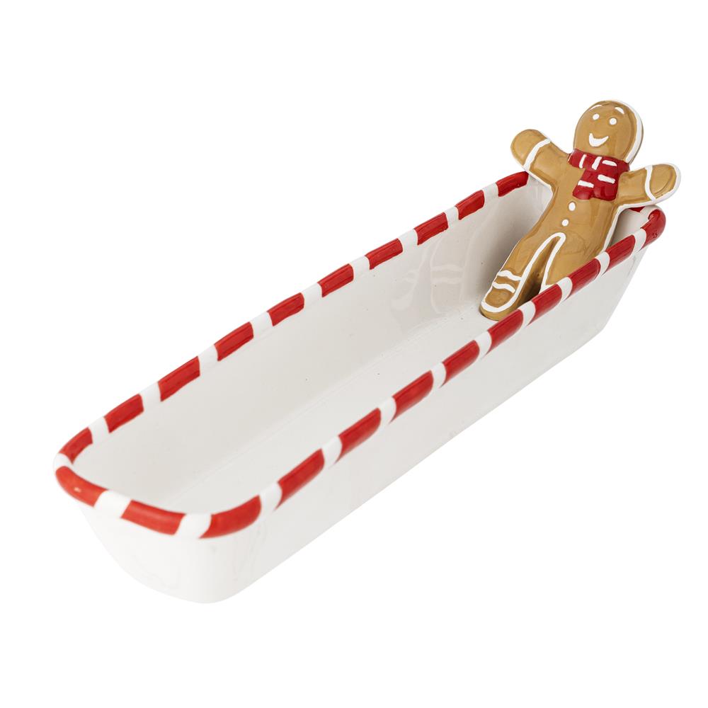 Bloomingville Ginnie Servierschale – Servierplatte mit Lebkuchenmann, Weihnachten, dänisches Design
