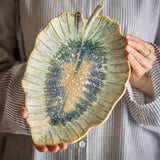 Bloomingville Dorreen Servierplatte Blau Steingut Landhausstil 31cm
