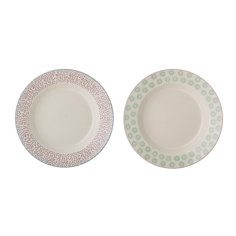 Bloomingville Patrizia Teller, 2er Set, 25cm, Steingut, dänisches Design