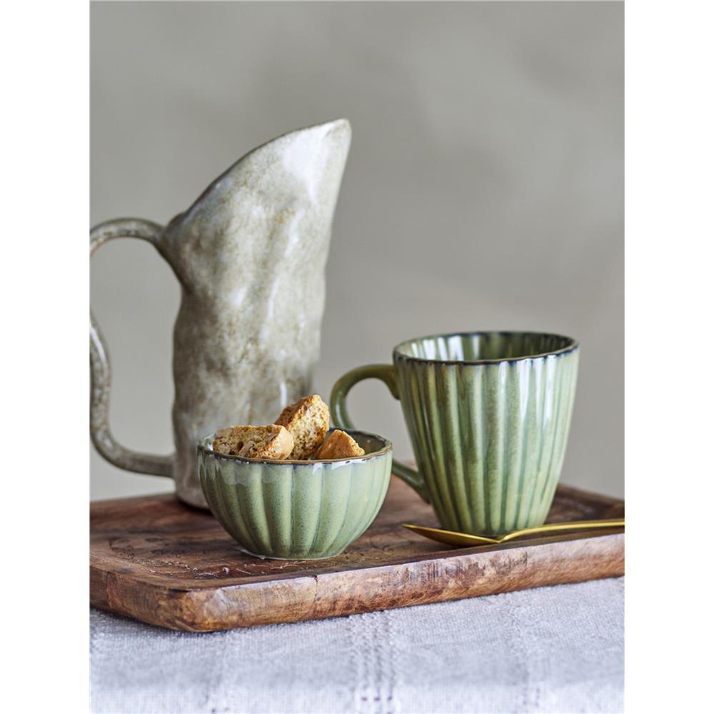 Bloomingville Latina Becher, Grün, Steingut, 220 ml, Tasse, dänisches Design