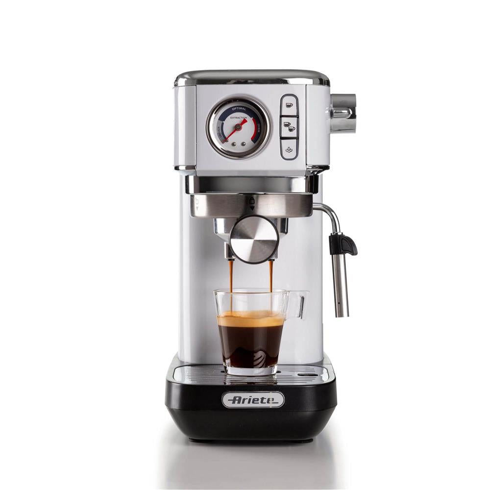 Ariete Moderna Espressomaschine Slim, Weiß, Siebträgermaschine, 1-Tassen-Kaffeemaschine