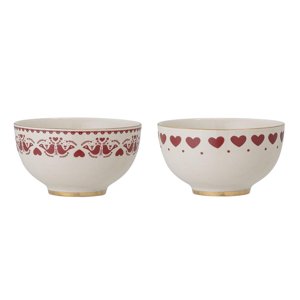 Bloomingville Jolly Schale 2er Set 500ml rot Herzen Müslischüssel Müslischale Bowl Weihnachten X-Mas dänisches Design