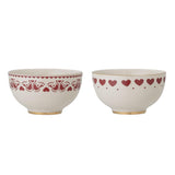 Bloomingville Jolly Schale 2er Set 500ml rot Herzen Müslischüssel Müslischale Bowl Weihnachten X-Mas dänisches Design