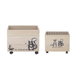 Bloomingville MINI Nonni Aufbewahrungsbox mit Rädern 2er Set braun/schwarz Spielzeugkiste dänisches Design