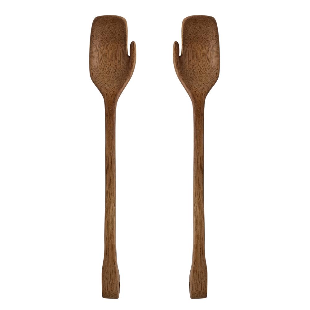 Bloomingville Zeena Salatbesteck, Braun, Mango, L25,5xH2,5xB4,5 cm, Set aus 2