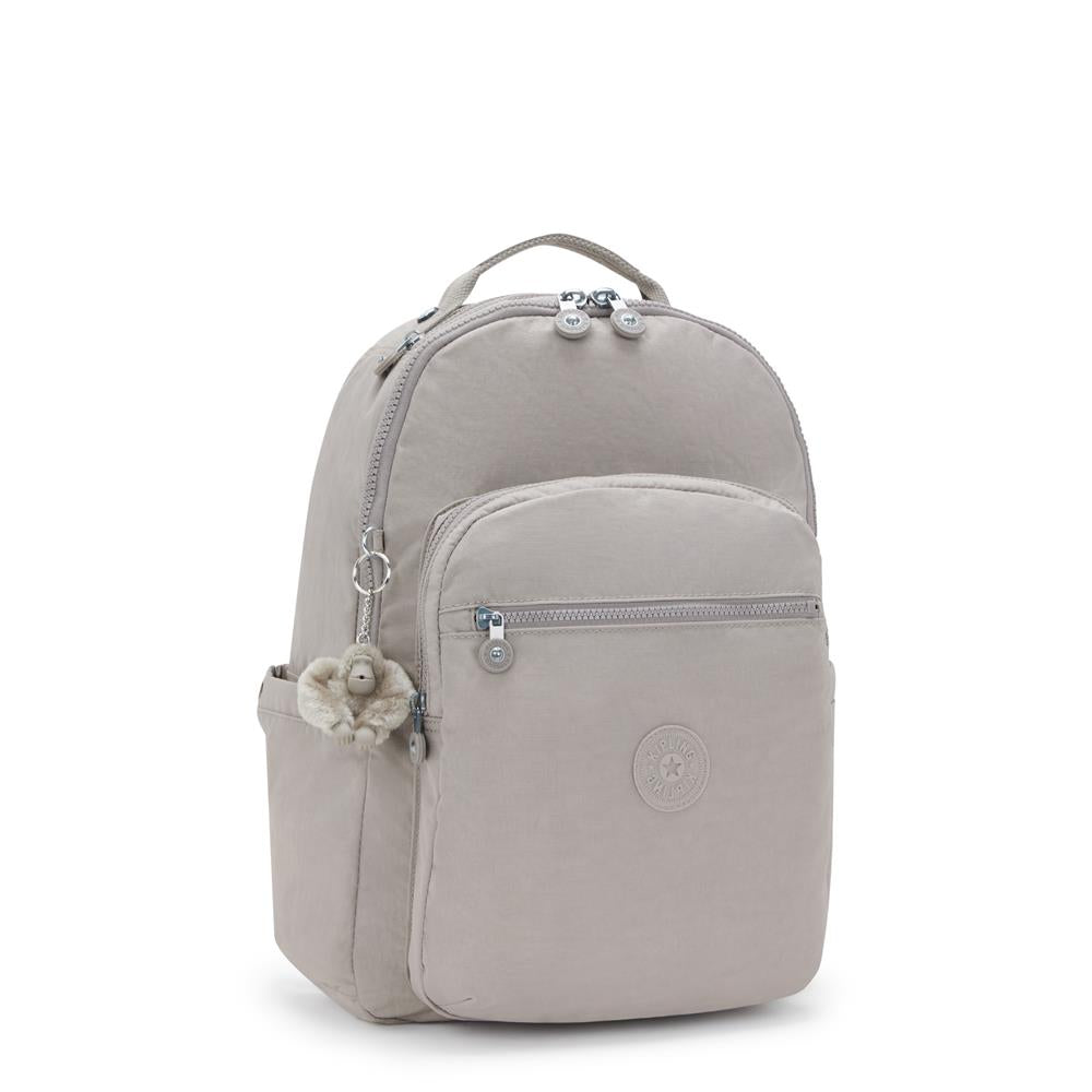Kipling SEOUL L, Großer Rucksack, Grey Gris (grau), 27L, mit 15-Zoll-Laptopfach