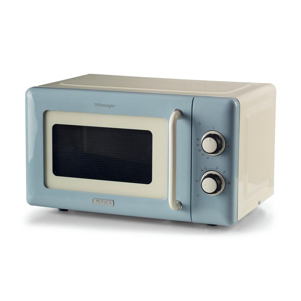 Ariete Vintage Mikrowelle, Blau, 20L Mikrowellenofen im Retro-Design, 800W, 5 Stufen