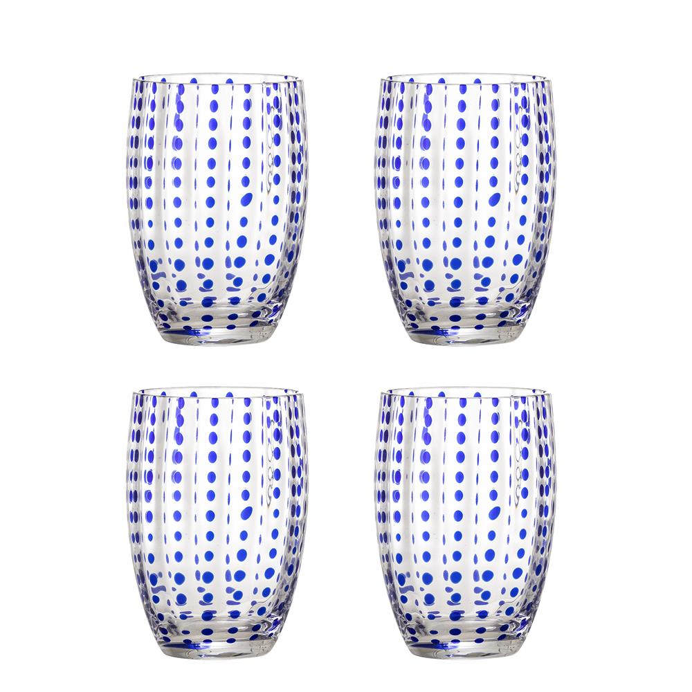 Bloomingville Brinley Trinkglas aus Glas in Blau 350 ml – 4er Set für Küche und Tischdeko