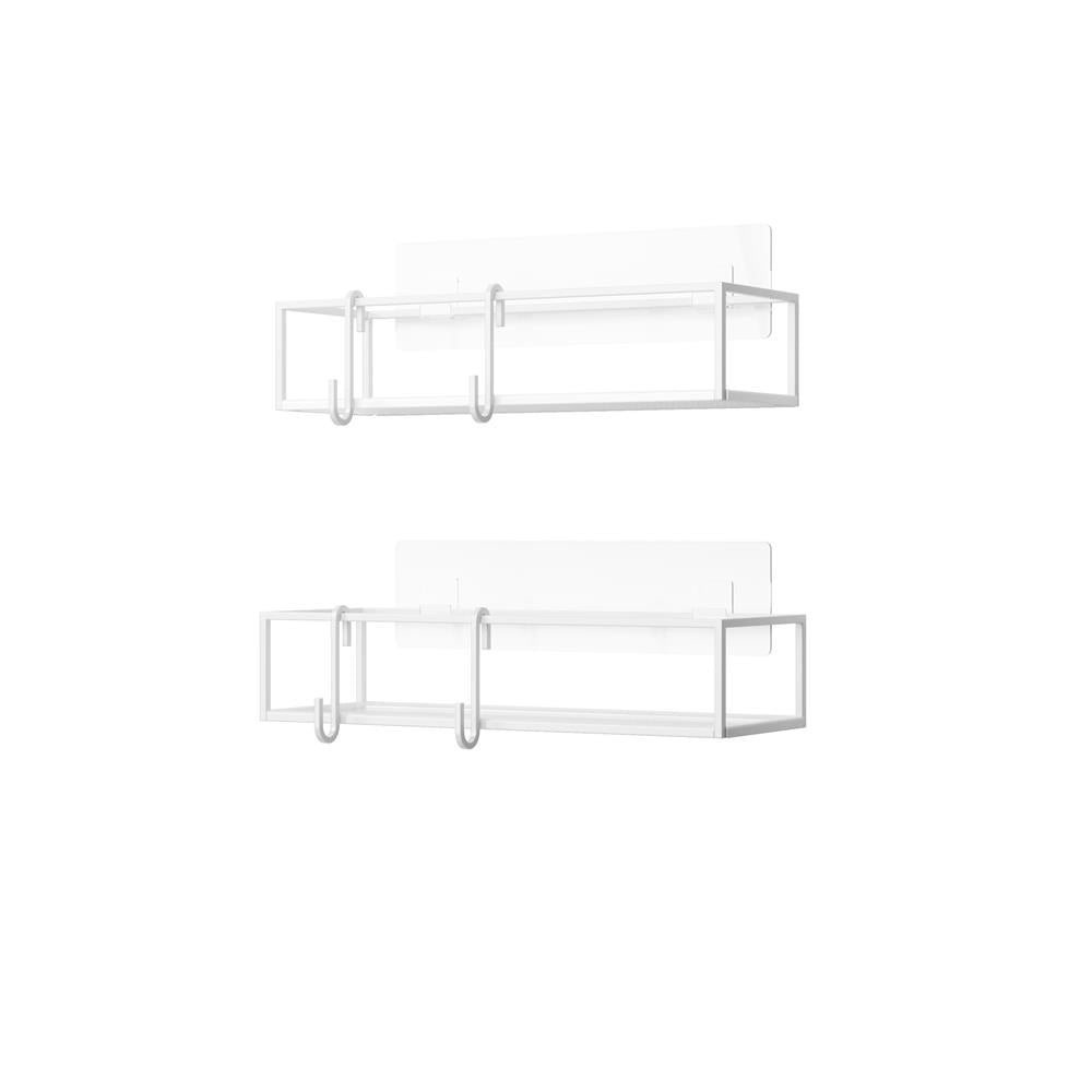 Umbra Cubiko Duschablage, Duschregale ohne Bohren mit Haken, 2er-Set, in Weiß