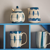 Bloomingville Allium Milchkännchen Zuckerdose Steingut blau 2er Set