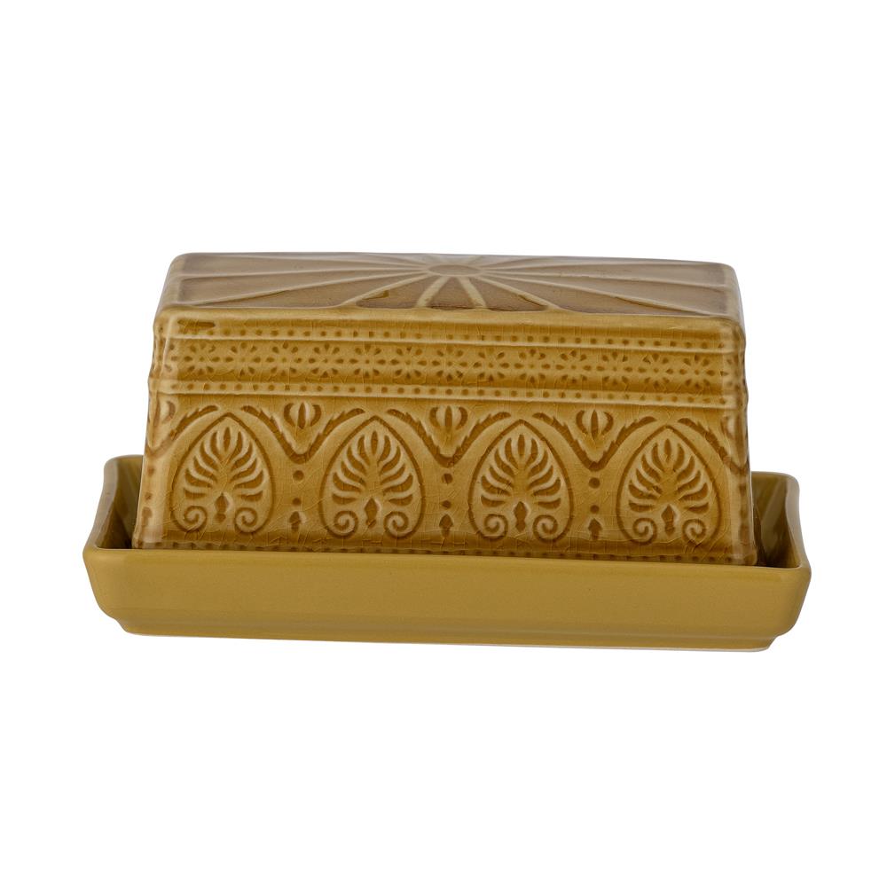 Bloomingville Rani Butterdose Gelb Steingut mit Crackle-Glasur dänisches Design