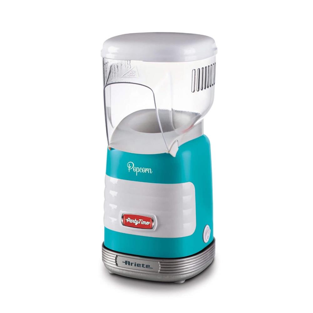 Ariete Party Time Popcorn Maker, Blau, Popcornmaschine Heißluft, Retro-Design, 50er Jahre-Stil