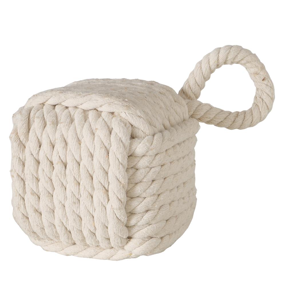 BOLTZE Türstopper quadratisch Strick Beige mit Schlaufe – als Buchstütze, Fensterstopper & Türhalter