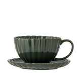Bloomingville Latina Tasse mit Untertasse Grün Steingut 180ml