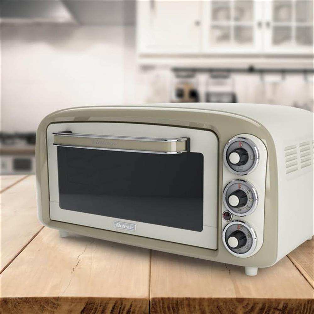 Ariete Vintage Mini Backofen, Beige, 18L Elektrobackofen im Retro-Design, 1380W, 230°C