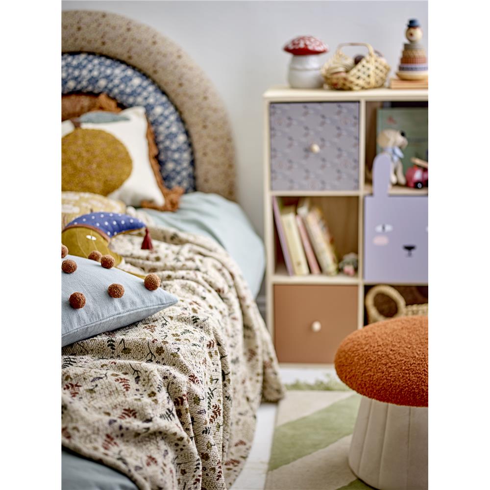 Bloomingville MINI Filipa Decke 130x160cm Blumenmotiv Baumwolle Quasten Kuscheldecke Kinderdecke