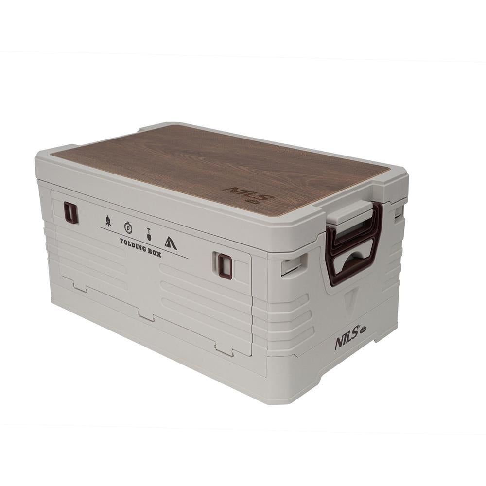 NILS CAMP Campingbox 32L mit Tischfunktion klappbar Aufbewahrungsbox Weiß