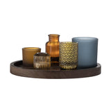 Bloomingville Sanga Tablett 30cm aus Holz mit 5 Teelichthalter aus Glas Kerzenhalter