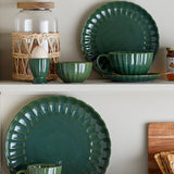 Bloomingville Latina Eierbecher, Dunkelgrün, Steingut, dänisches Design