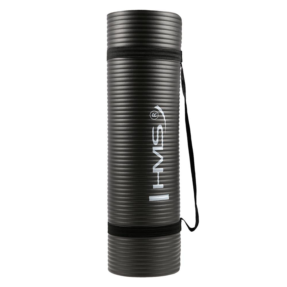 Yogamatte 183 x 61 x 1,2 cm Fitnessmatte Schwarz Gymnastikmatte rutschfest | HMS YM07