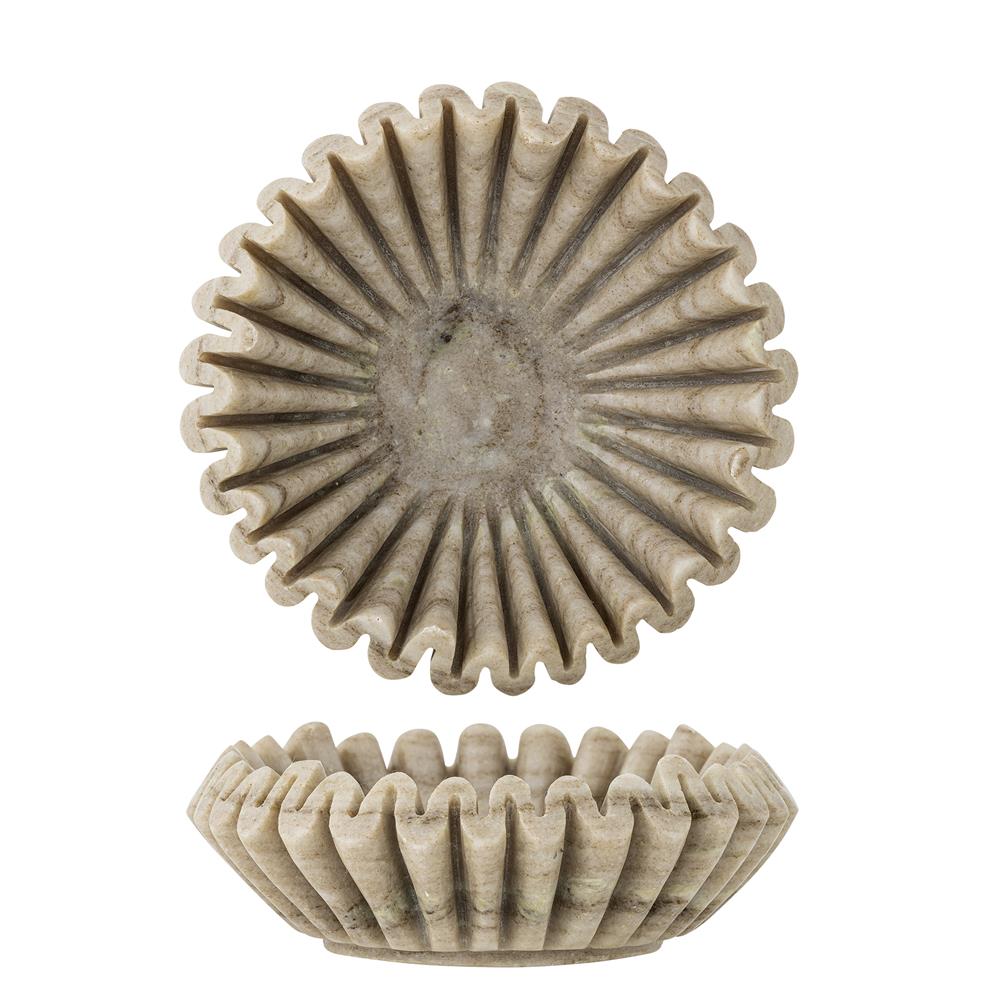 Bloomingville Harmonia Schale D17,5 cm natur - Marmorschale mit Rillenmuster für Tischdeko & Wohnen