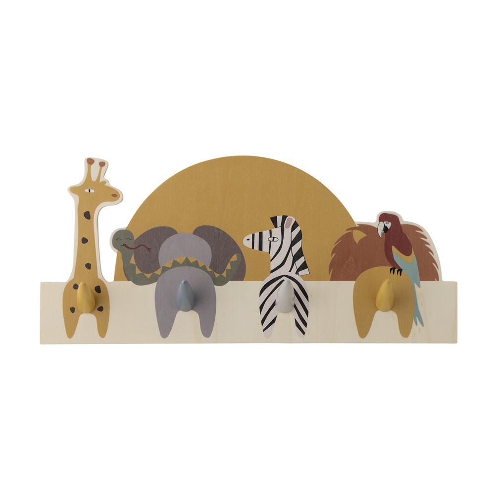 Bloomingville MINI Mallen Garderobenleiste Tiere Holz Kinderzimmer Hakenleiste
