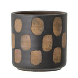 Bloomingville Avo Blumentopf 12 x 12cm Schwarz Braun Tupfen Terrakotta Übertopf dänisches Design