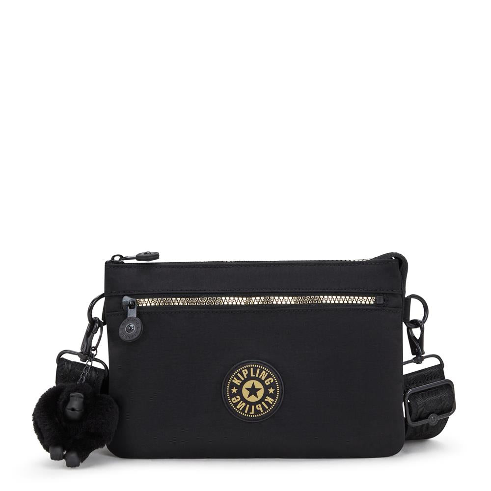 Kipling RIRI ZIP, Kleine Umhängetasche, Glorious Gold (schwarz), Schultertasche, Crossbody