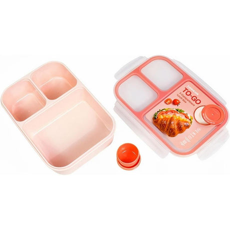 LocknLock Lunchbox 980 ml, 3 Fächer, Saucenbehälter, BPA-frei